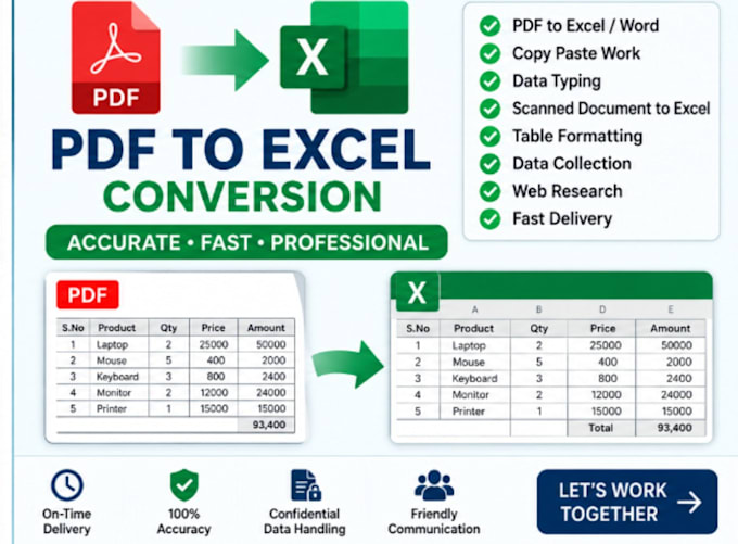 do accurate data entry, excel data entry,copy paste and PDF to excel
