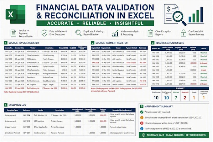 validate and reconcile financial data in excel