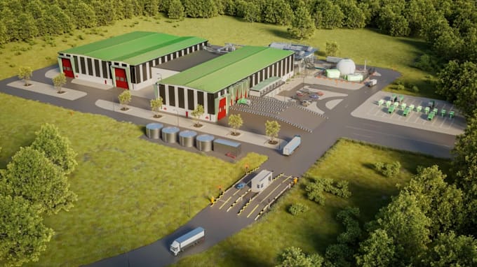 design 3d factory layout, industrial building, warehouse 3d views and render