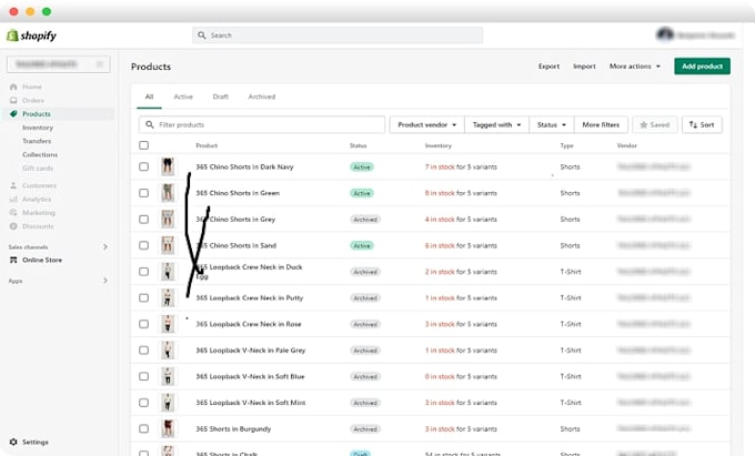 set up shopify product collections, variants, filters, and navigation