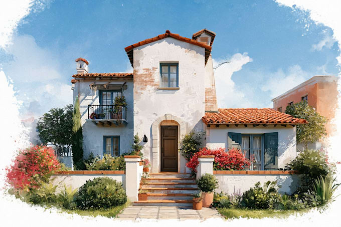 paint watercolor house portrait