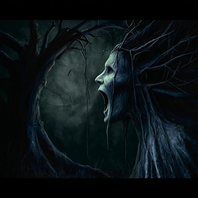 draw dark art illustration with engraving style