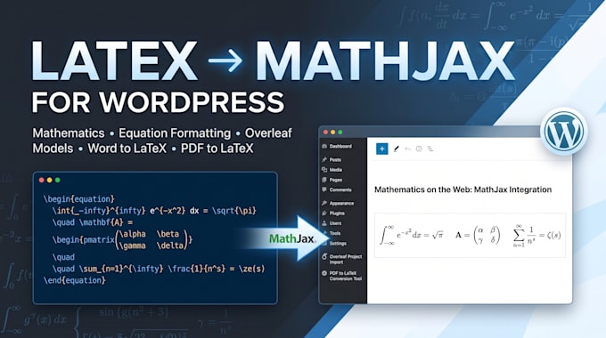 convert latex equations to mathjax for your wordpress website