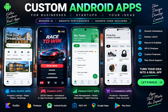 be your android app developer for custom kotlin apps
