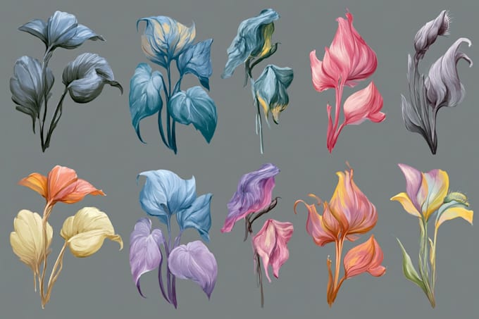 draw fineline botanical delicate flowers