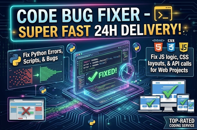 fix python bugs, flutter app errors, or arduino scripts in 24 hours
