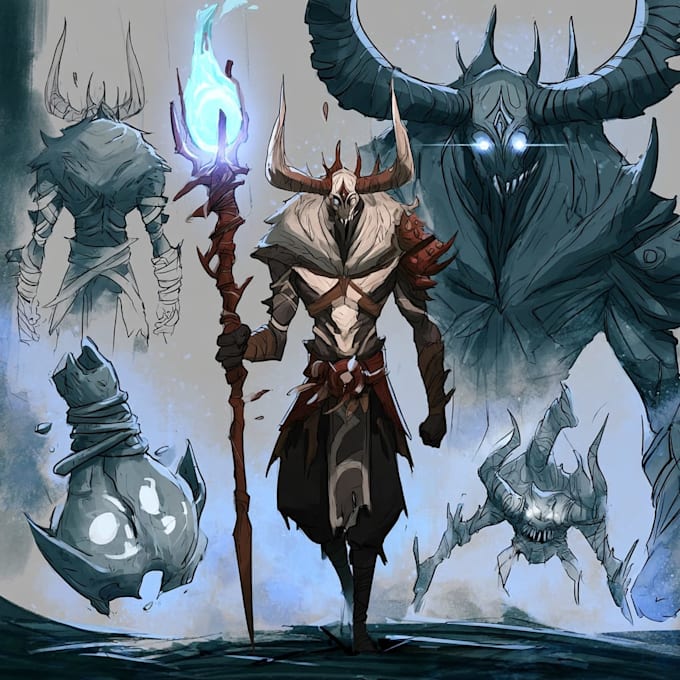 draw a fantasy character for dnd, pathfinder, etc