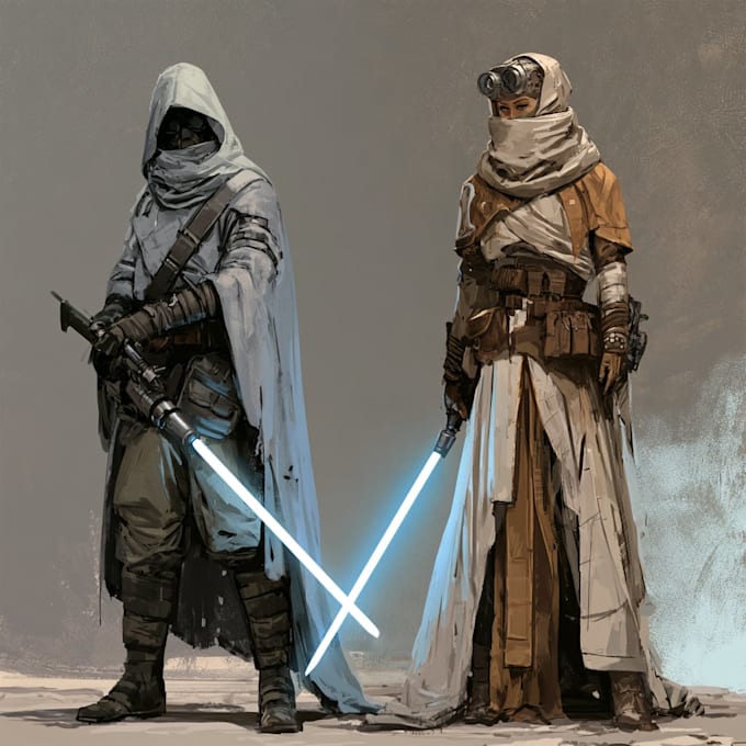 create star wars and sci fi illustration no ai