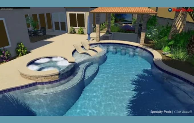 do landscape design, garden design, 3d renderings, backyard, swimming pool