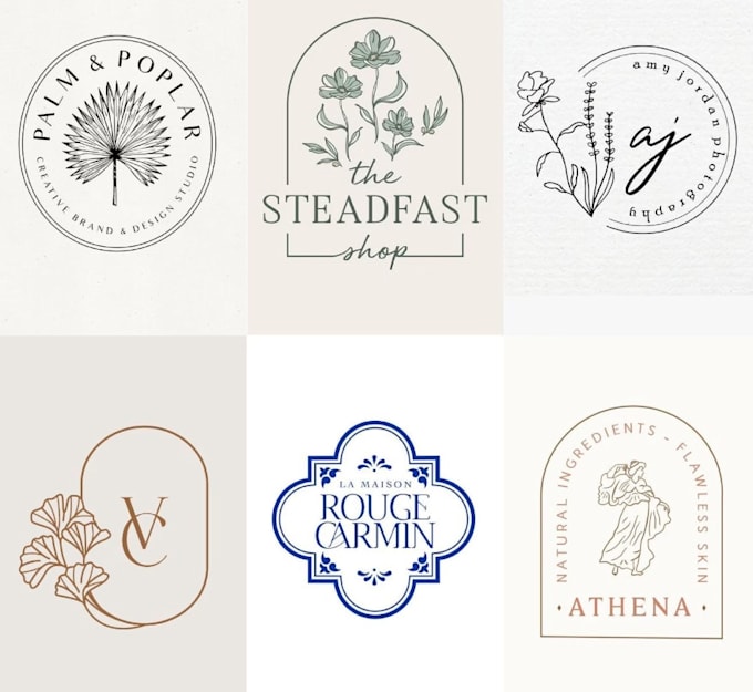 create a unique hand drawn botanical, photography or stamp logo