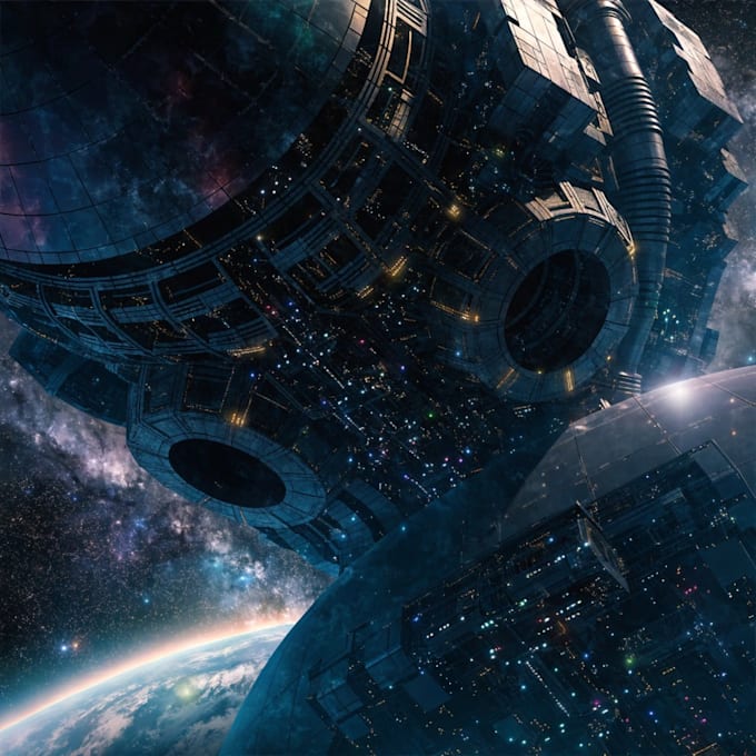create sci fi illustration for you, cinematic space art