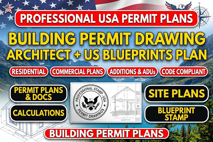 be your building permit drawing architect for your blueprints plan in USA