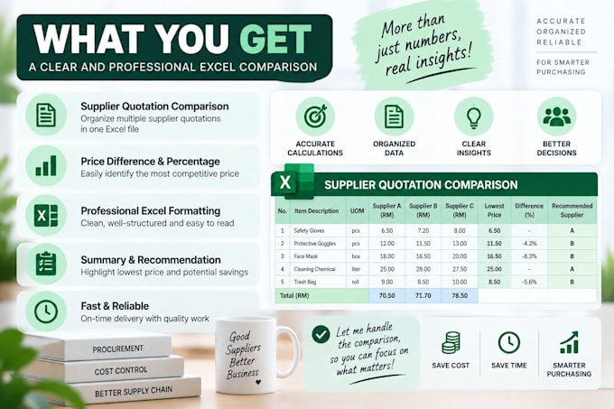 create a professional supplier quotation comparison in excel
