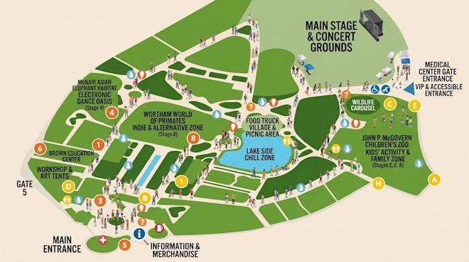 design theme park, festival, tourism and custom vector maps