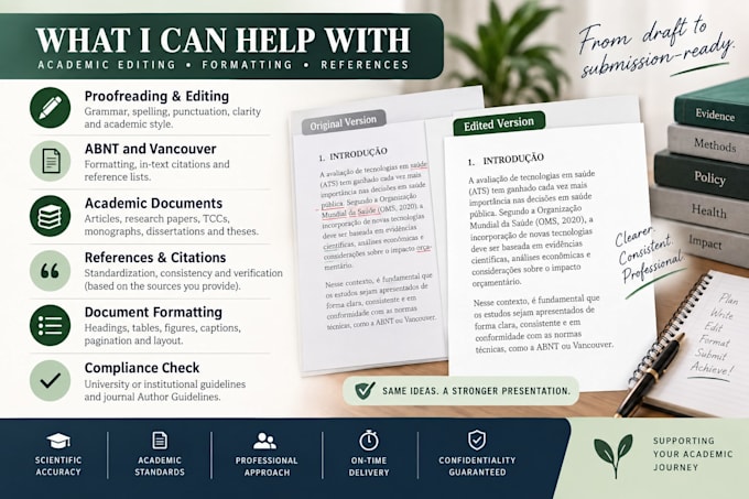 proofread and format academic papers in abnt or vancouver