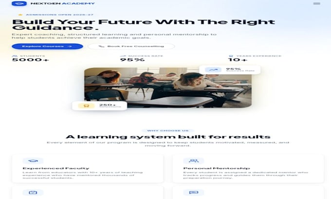 build a professional coaching institute or education website
