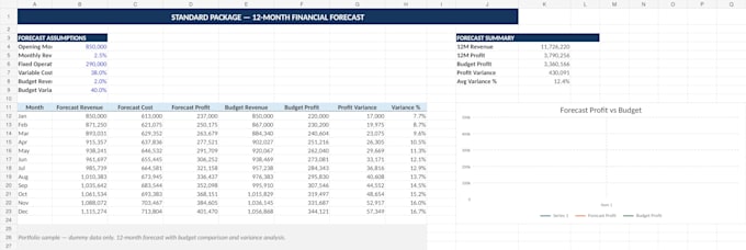 create a financial forecast and budget model in excel