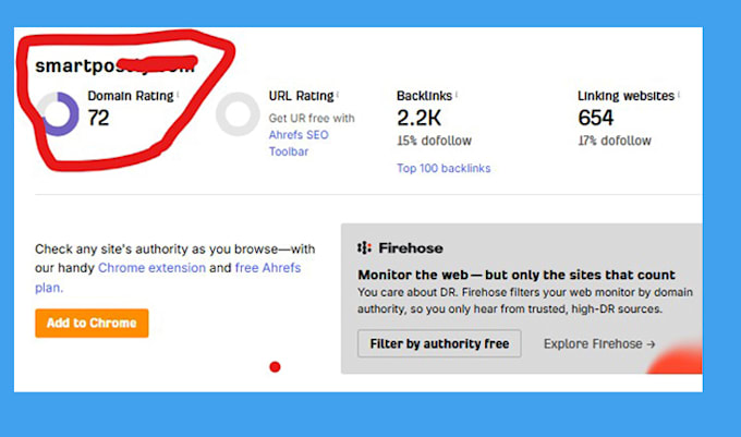 increase domain rating ahref dr 70