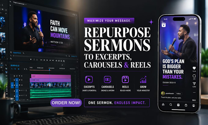 repurpose church sermons into reels, excerpts and carousel content