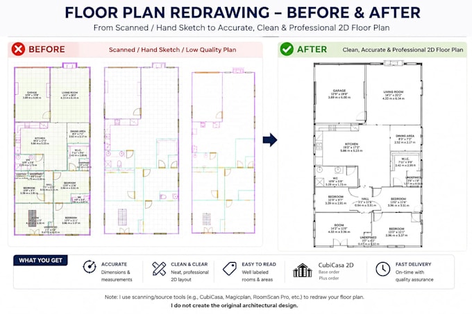 edit and redraw scanned 2d floor plans