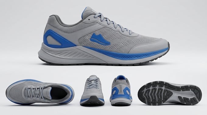 create rendering footwear sneaker tech pack, shoe design and technical drawing