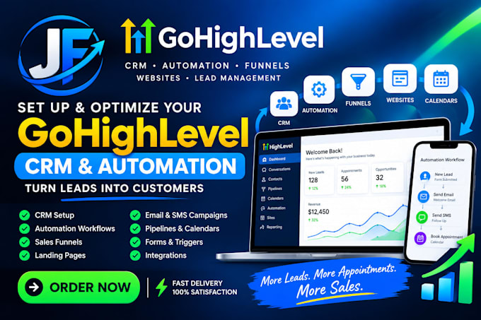 build gohighlevel CRM automation, workflows and sales funnels
