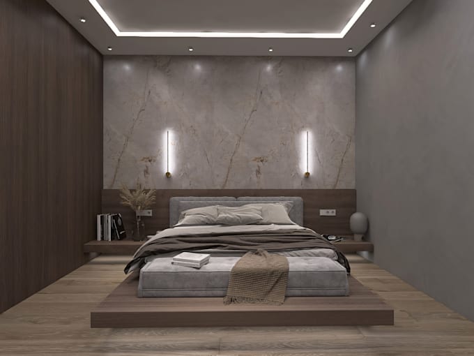 do modern 3d interior design and realistic rendering