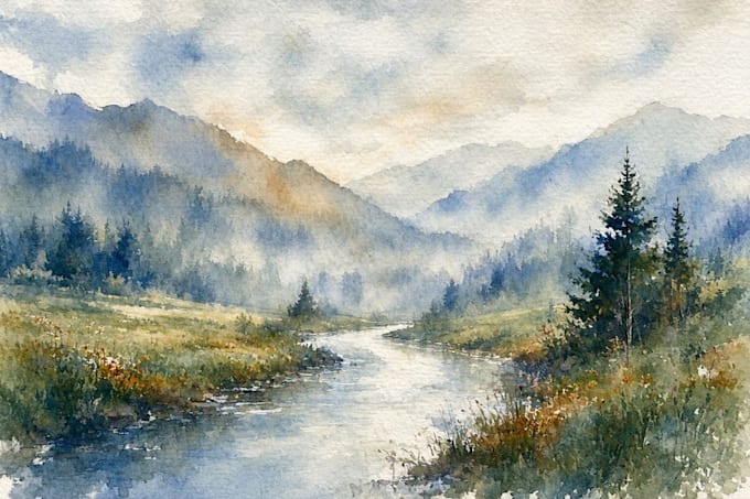 paint landscapes in watercolor