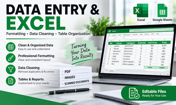 convert PDF and images to excel with accurate data entry