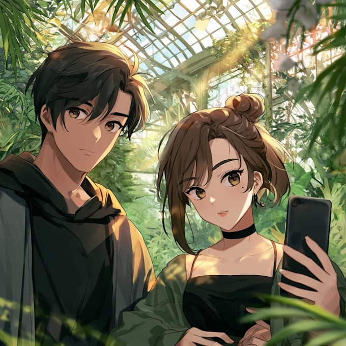 draw cute couple chibi illustration