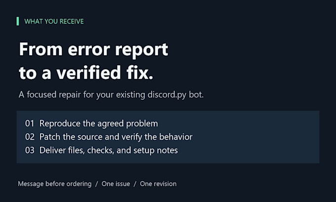 fix a python discord bot bug or broken slash command