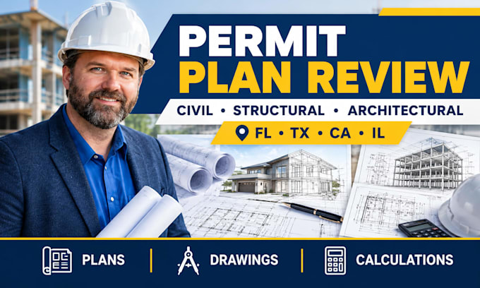 review draw civil structural architectural permit plans in florida texas ca il