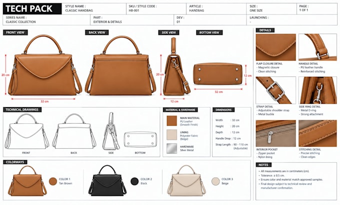 design and create backpack, handbag, luggage, duffel bag, wallet with tech pack