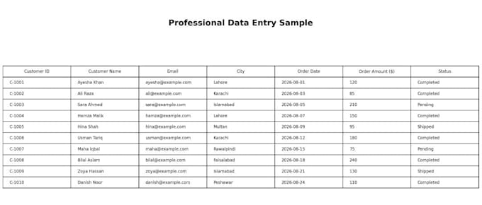 do accurate data entry ,typing and excel data cleaning