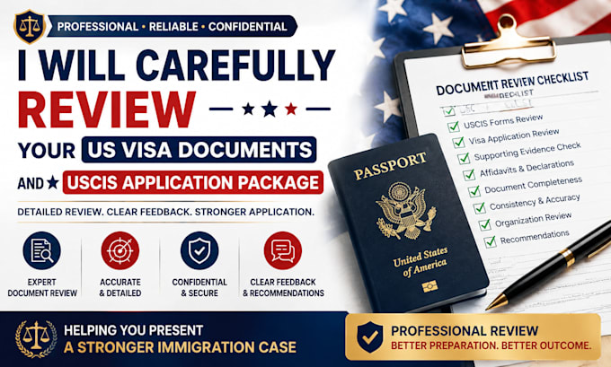 review your US visa documents and uscis application package