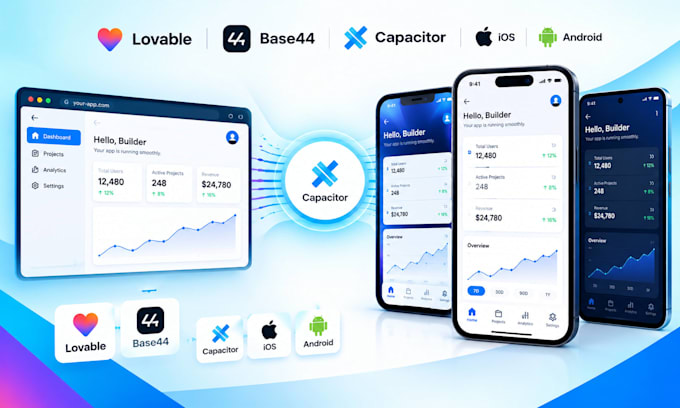 convert lovable base44 web app website to ios and android app using capacitor
