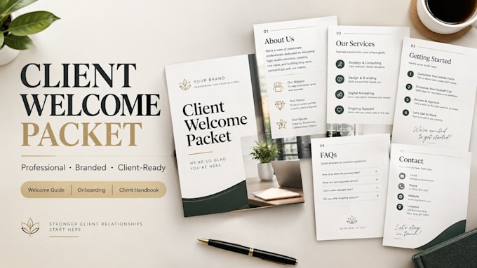 create a welcome packet, onboarding guide, client handbook and welcome booklet