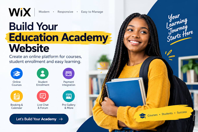 create wix website for education academy courses and student enrollment