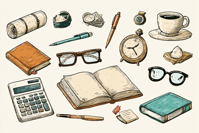 do cute doodle illustrations for stickers, website, icons