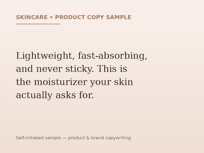 write short, natural product descriptions and brand copy