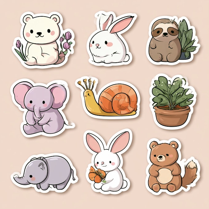 design cute illustrations for stickers, clip arts