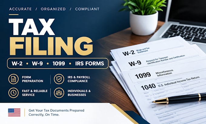 prepare and file w2, w9, 1099 and irs tax forms