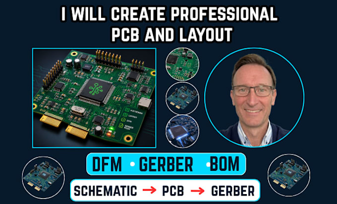 create professional pcb design, layout, dfm, gerber and bom
