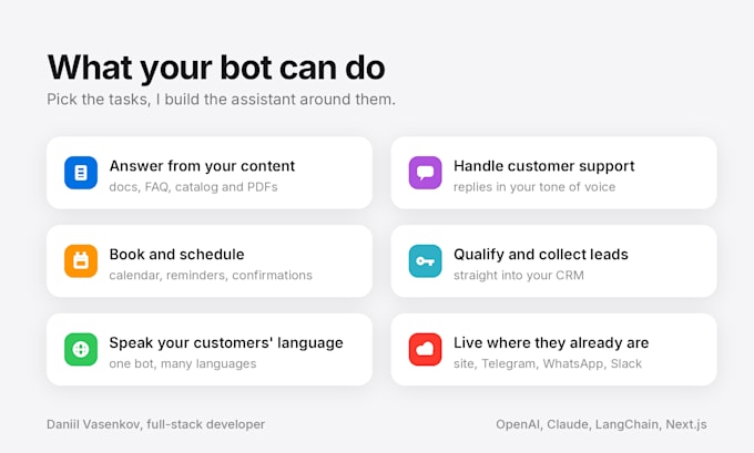 build ai chatbot, ai agent or chatgpt integration for your website