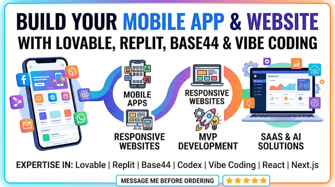 build your mobile app and website with lovable, replit, base44 and vibe coding