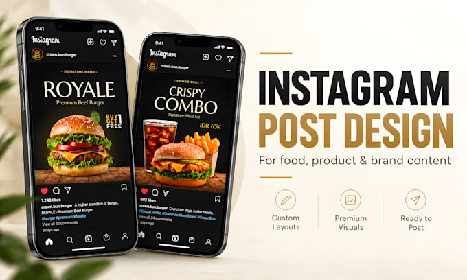design instagram posts for food, product and business brands
