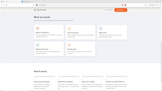 build a small business website with an ai chatbot receptionist