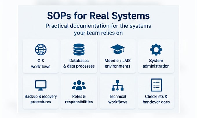 create technical sops and system handover documentation