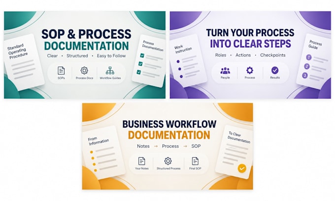 write sops, process docs, workflow docs and business process guides