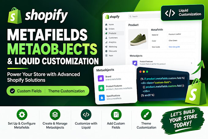 set up shopify metafields metaobjects custom fields and liquid customization